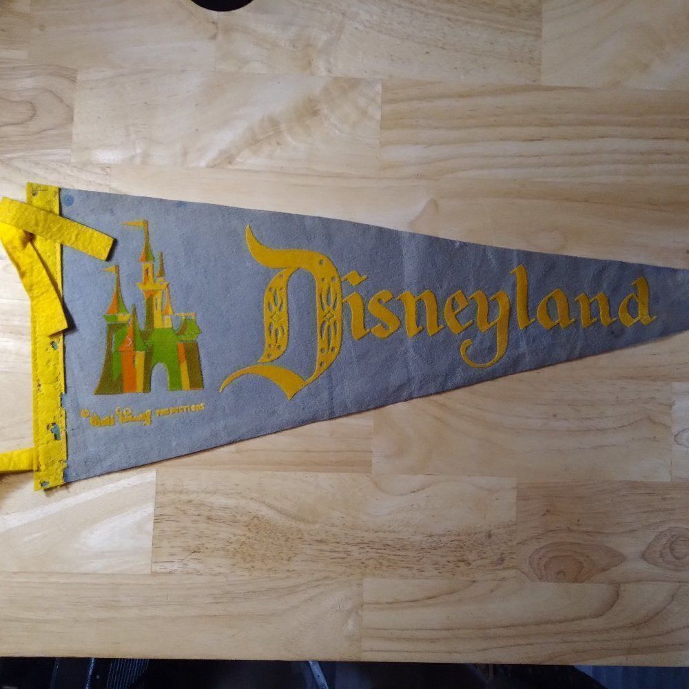 Vintage 60s Disneyland Castle Felt Pennant Flag Banner